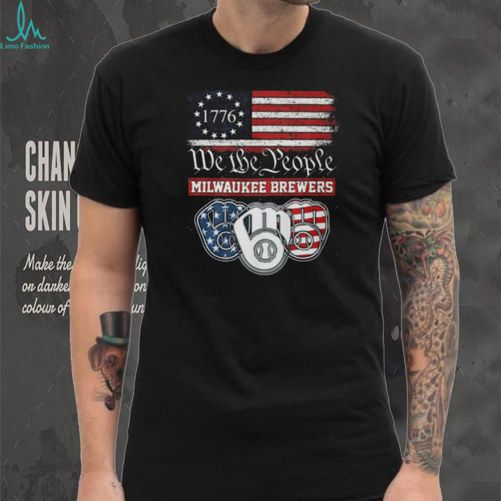 Milwaukee Brewers We The People 1776 Patriotic American Flag T Shirt