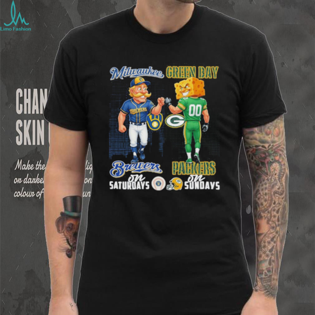 Milwaukee Brewers on Saturdays Green Bay Packers on Sundays Wisconsin Fan T Shirt