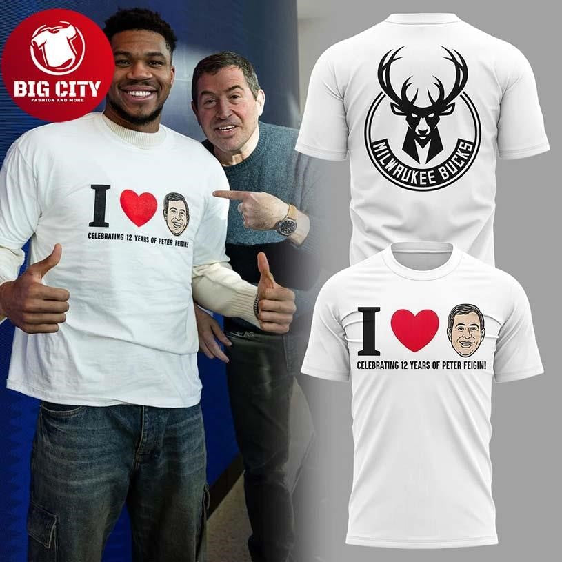 Milwaukee Bucks CELEBRATING 12 YEARS OF PETER FEIGIN Two Sided Shirt