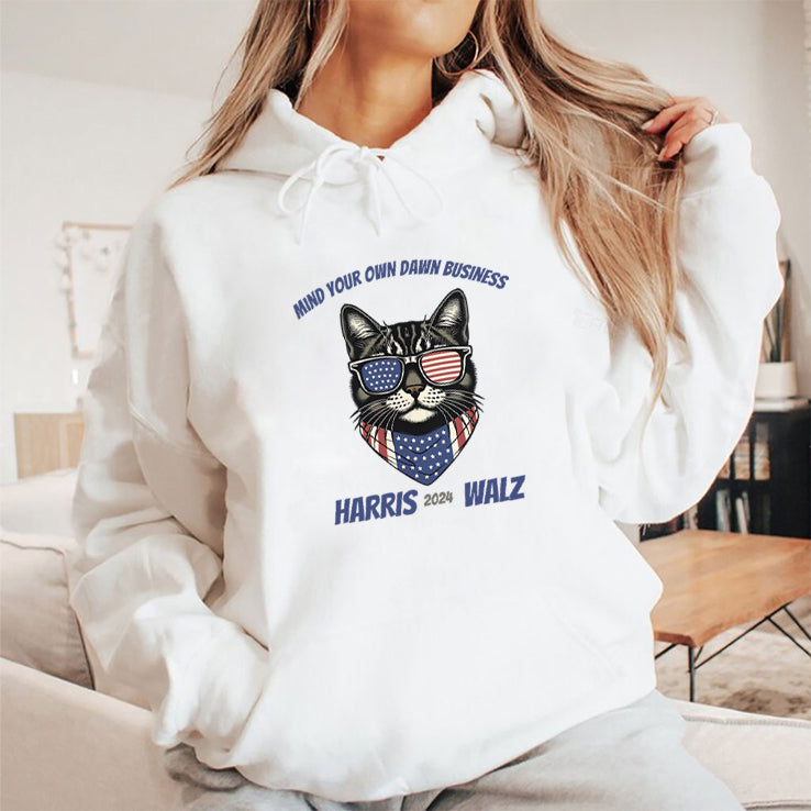 Mind Your Own Damn Business Harris Walz Cat Lady Shirt