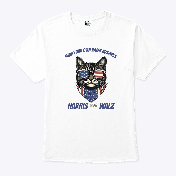 Mind Your Own Damn Business Harris Walz Cat Lady Shirt