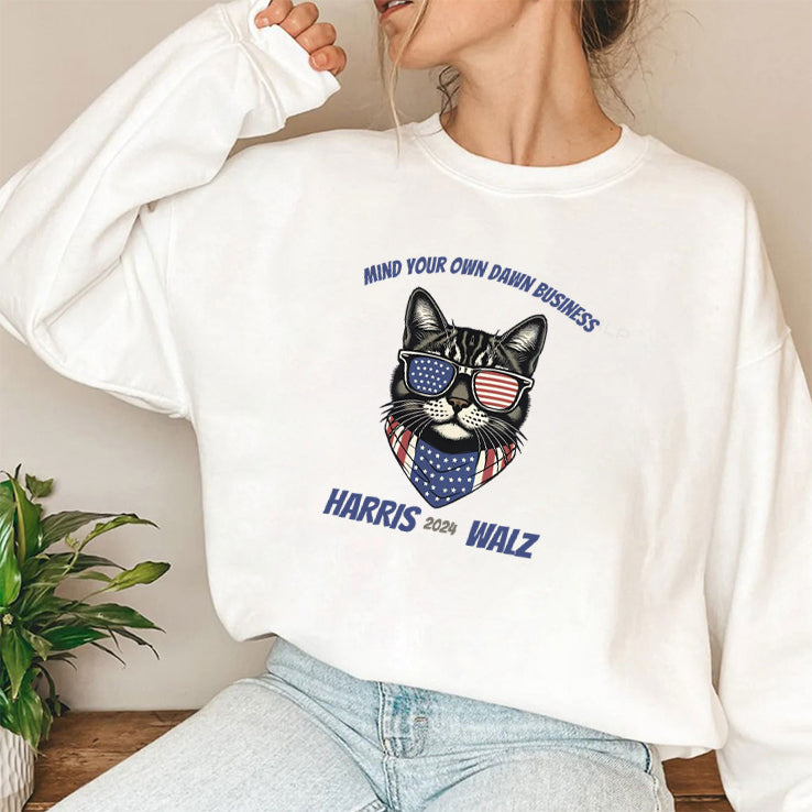 Mind Your Own Damn Business Harris Walz Cat Lady Shirt