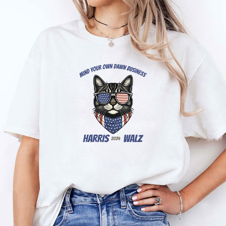 Mind Your Own Damn Business Harris Walz Cat Lady Shirt