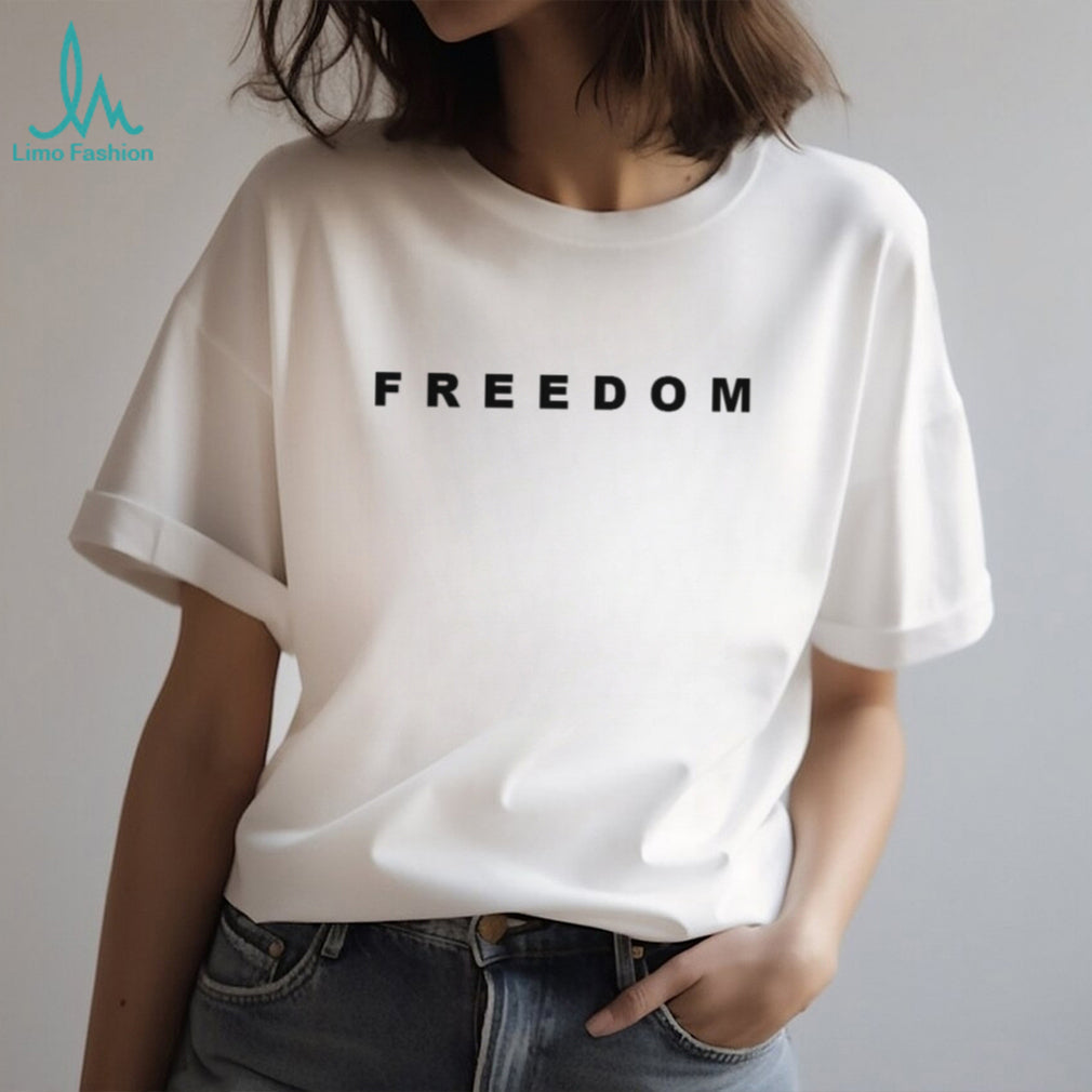 Minimalist Freedom Bold Text Typography T Shirt White