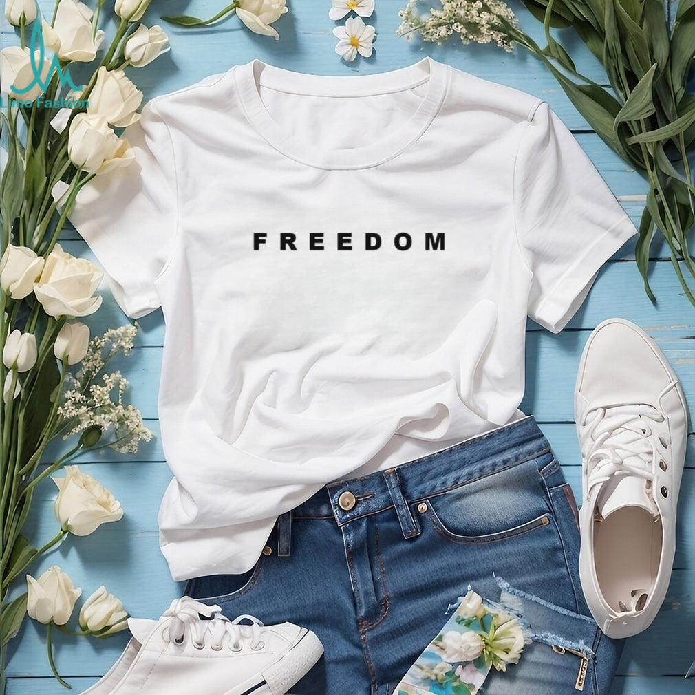 Minimalist Freedom Bold Text Typography T Shirt White