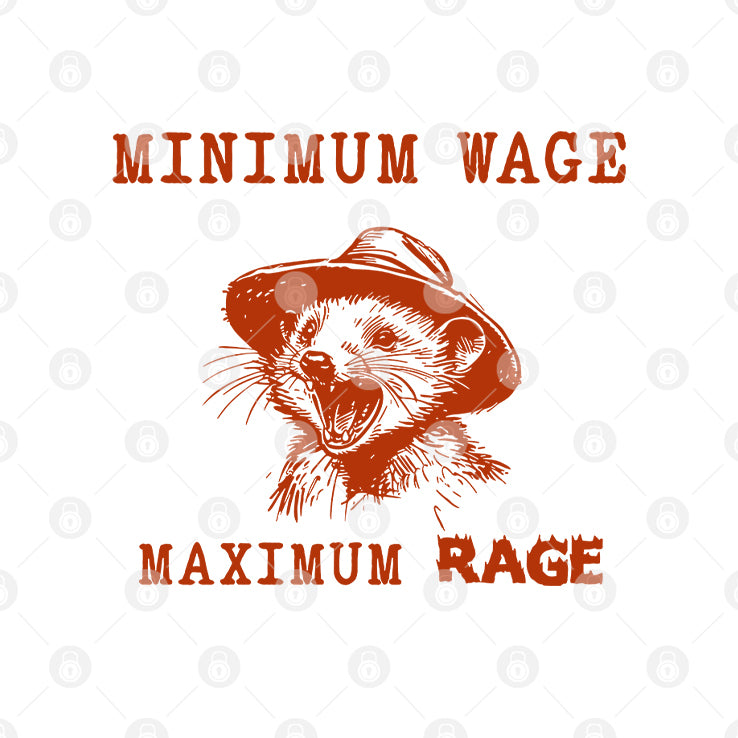 Minimum Wage Maximum Rage Opossum T Shirt