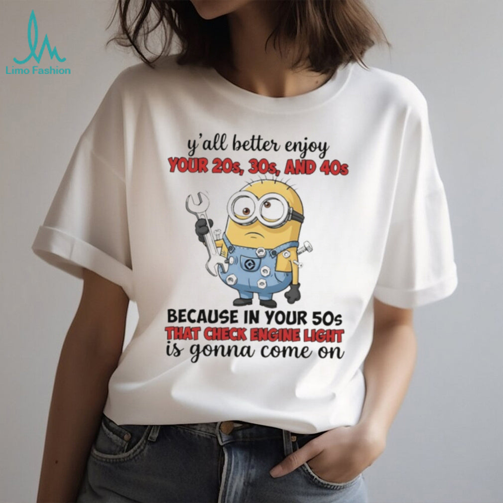 Minion Mechanic 50s Check Engine Light Funny Aging T Shirt