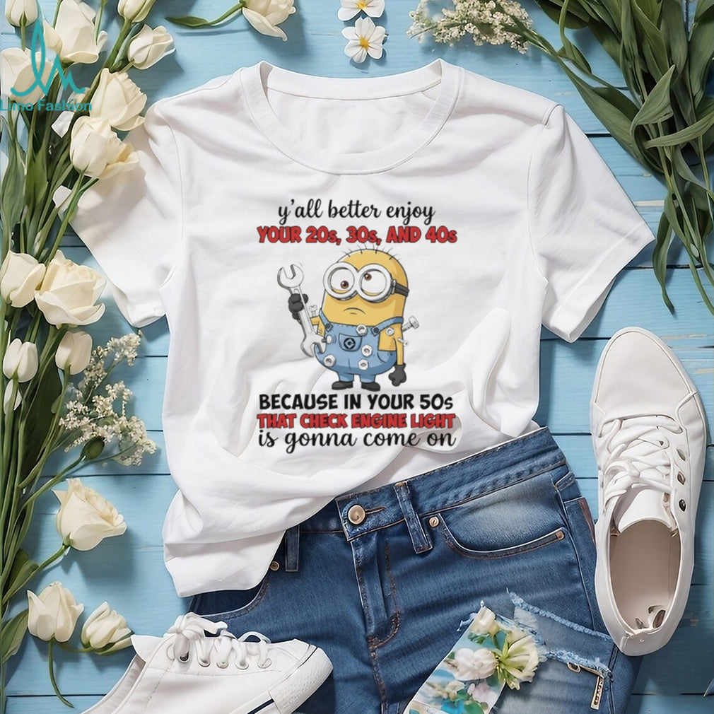 Minion Mechanic 50s Check Engine Light Funny Aging T Shirt