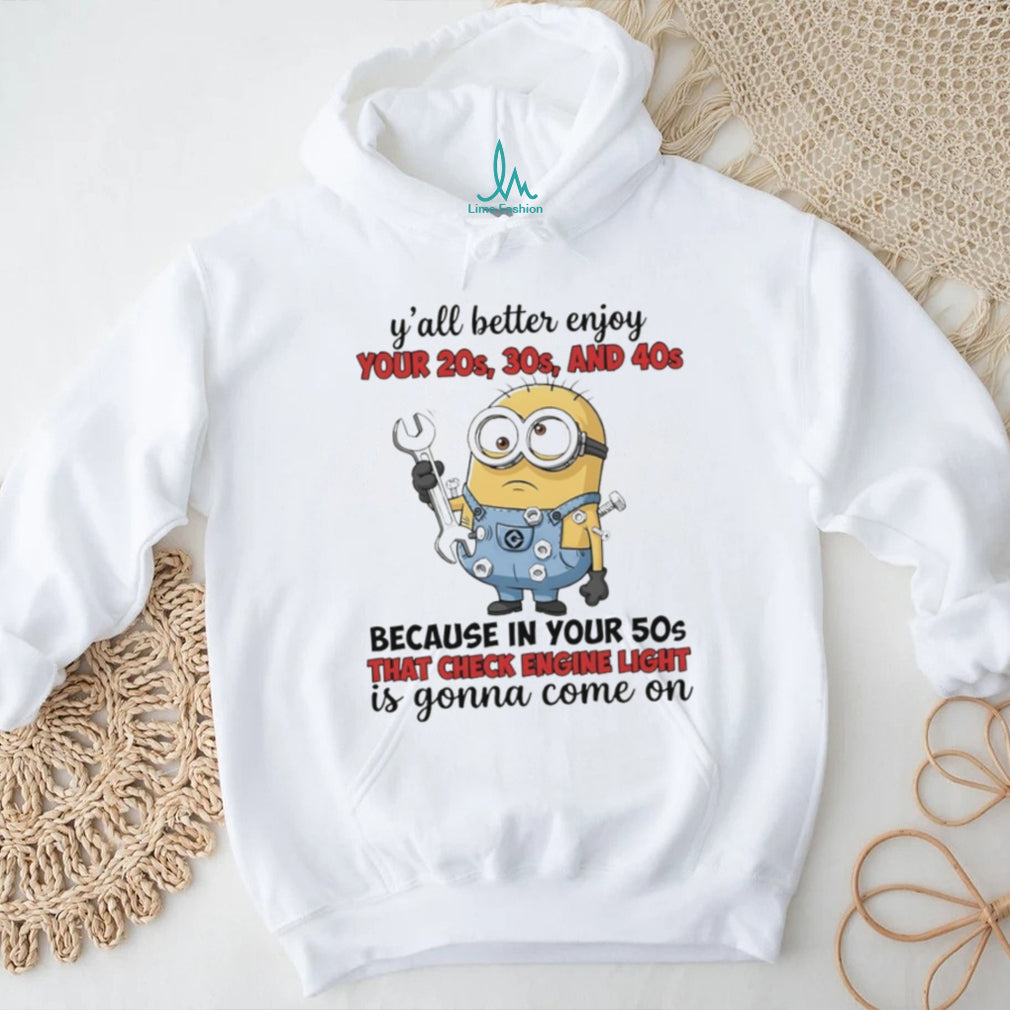 Minion Mechanic 50s Check Engine Light Funny Aging T Shirt