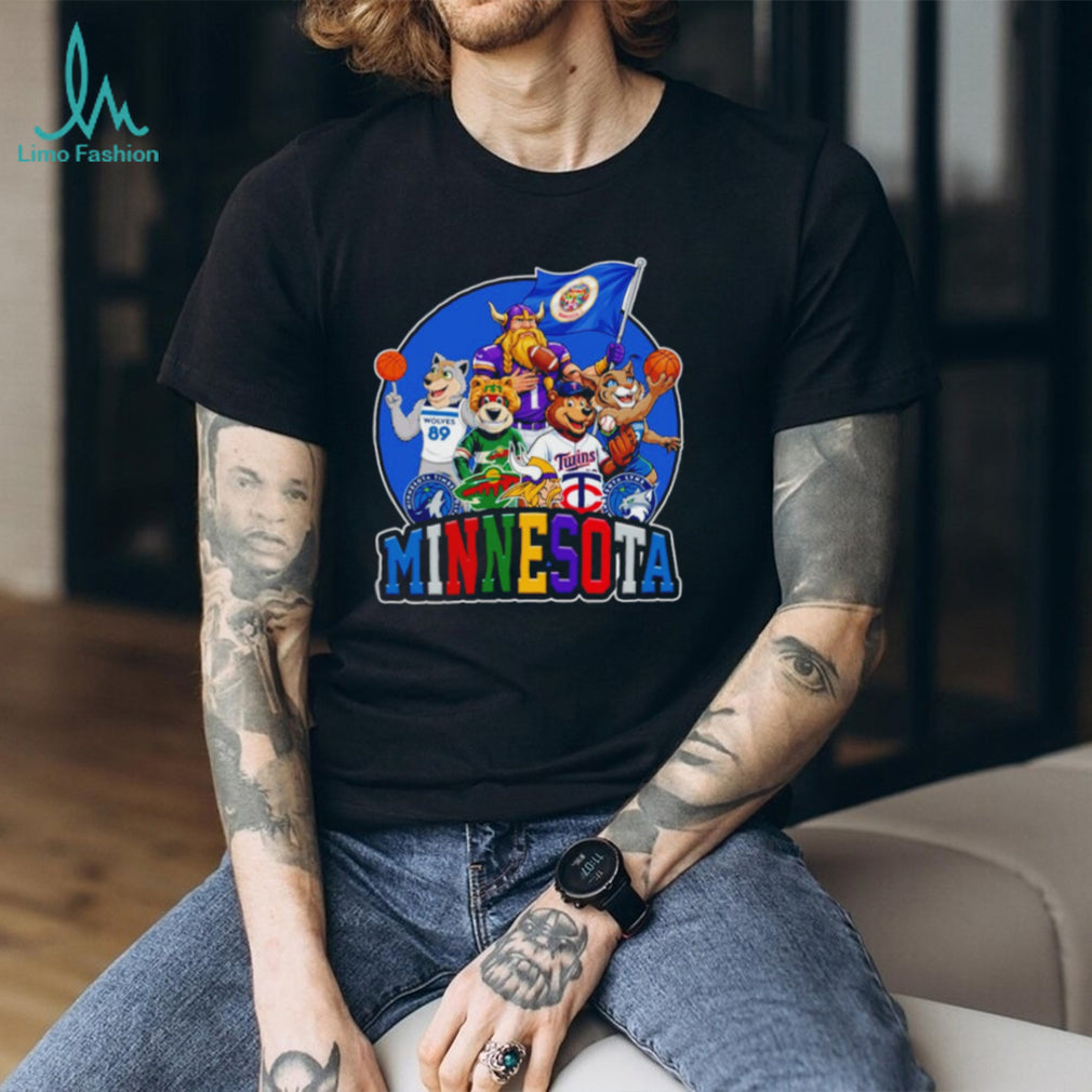 Minnesota Sports Teams Mascots United Fans Logo Collage T Shirt