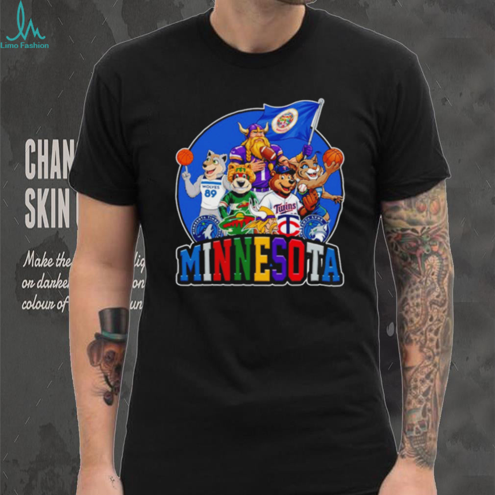 Minnesota Sports Teams Mascots United Fans Logo Collage T Shirt