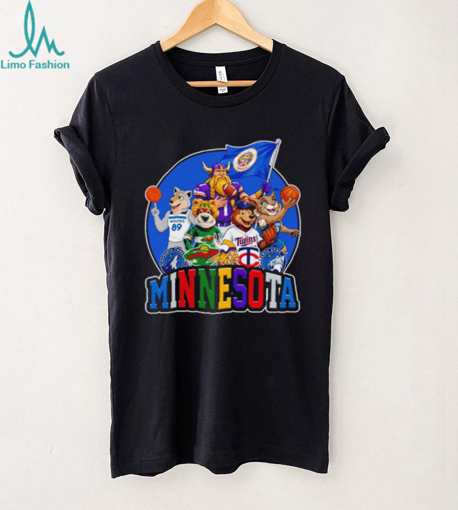 Minnesota Sports Teams Mascots United Fans Logo Collage T Shirt