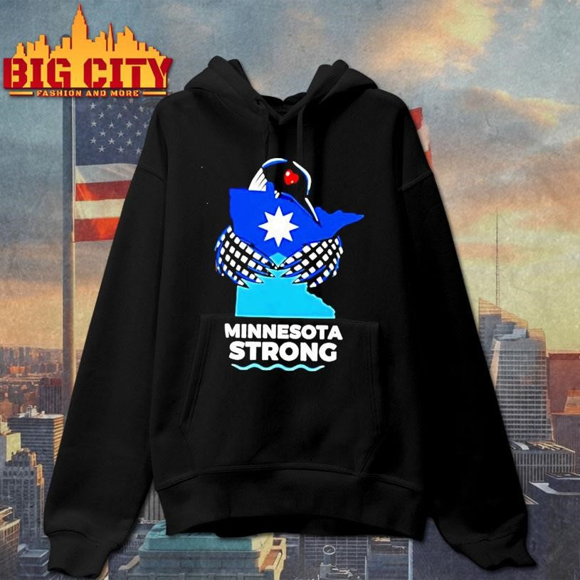 Minnesota Strong State Outline Loon With Heart Logo Shirt