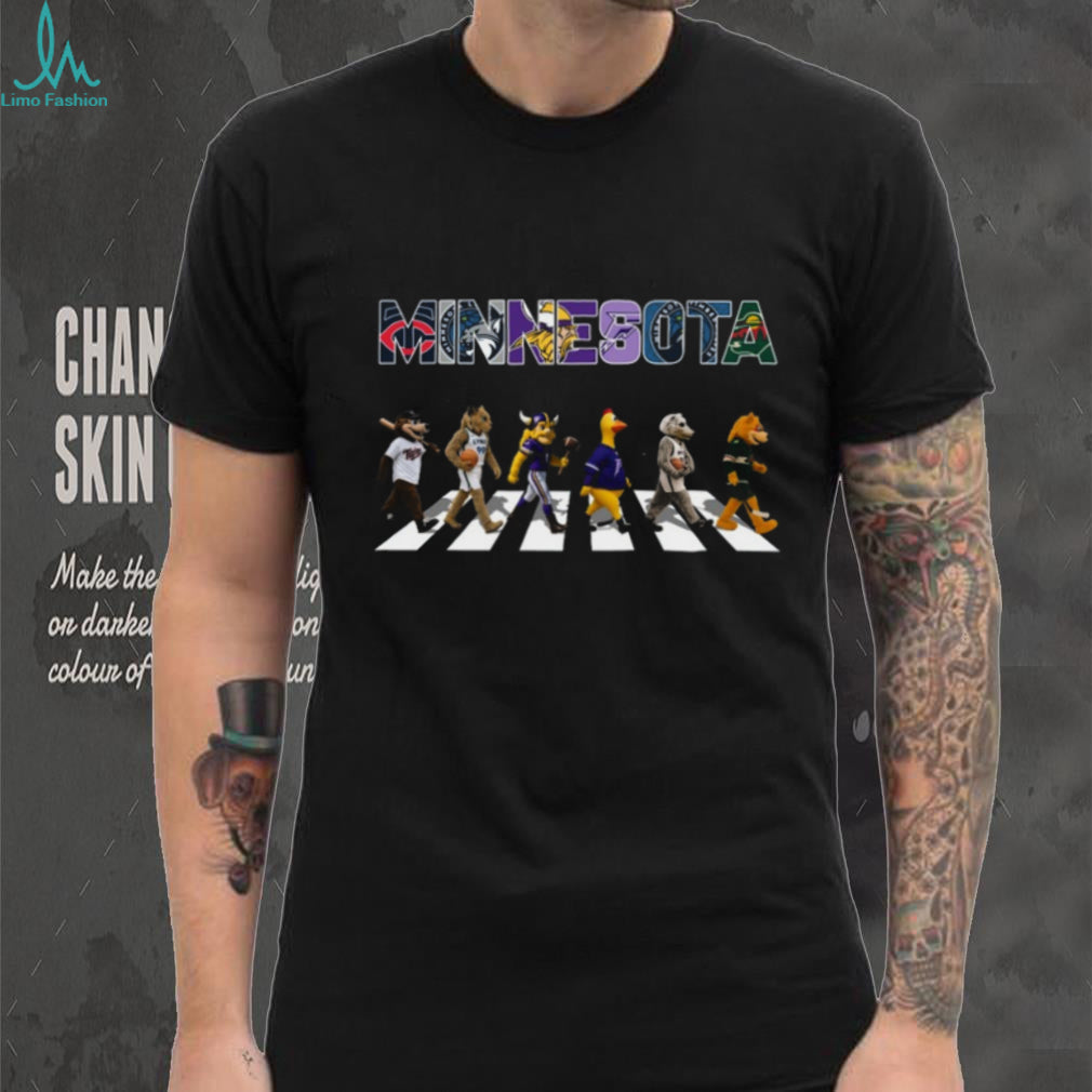 Minnesota Teams Mascots Road Crossing Fan Art T Shirt
