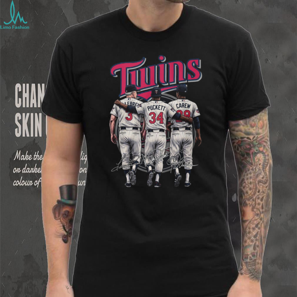Minnesota Twins Legends Puckett Carew Hrbek Signature T Shirt