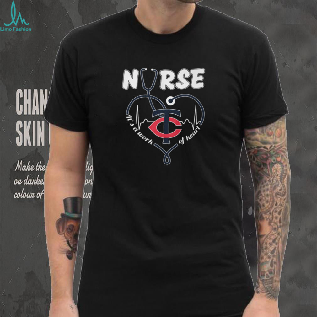 Minnesota Twins Nurse Work Of Heart Stethoscope Red Navy Logo T Shirt