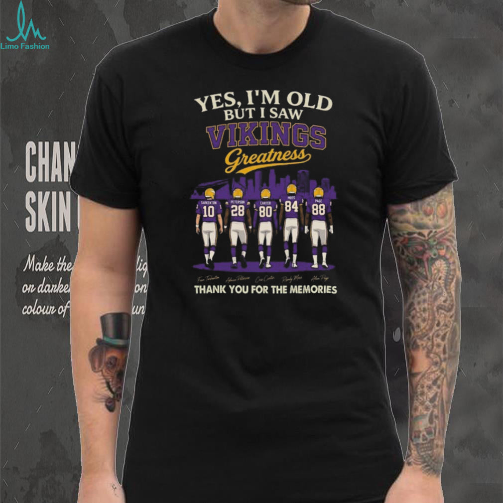 Minnesota Vikings Greatness Tarkenton Peterson Carter Moss Page Vintage Men Fans T Shirt