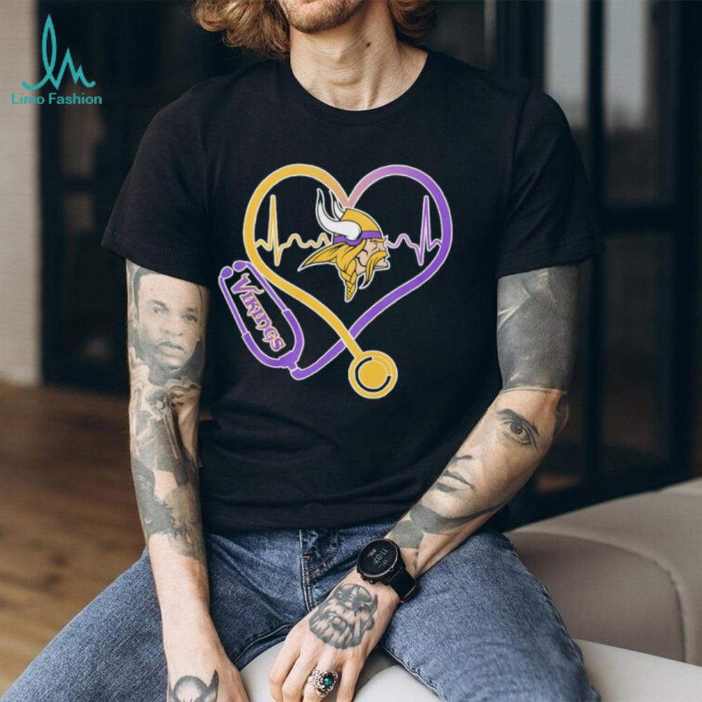 Minnesota Vikings Heart Stethoscope Nurse Health Hero T Shirt