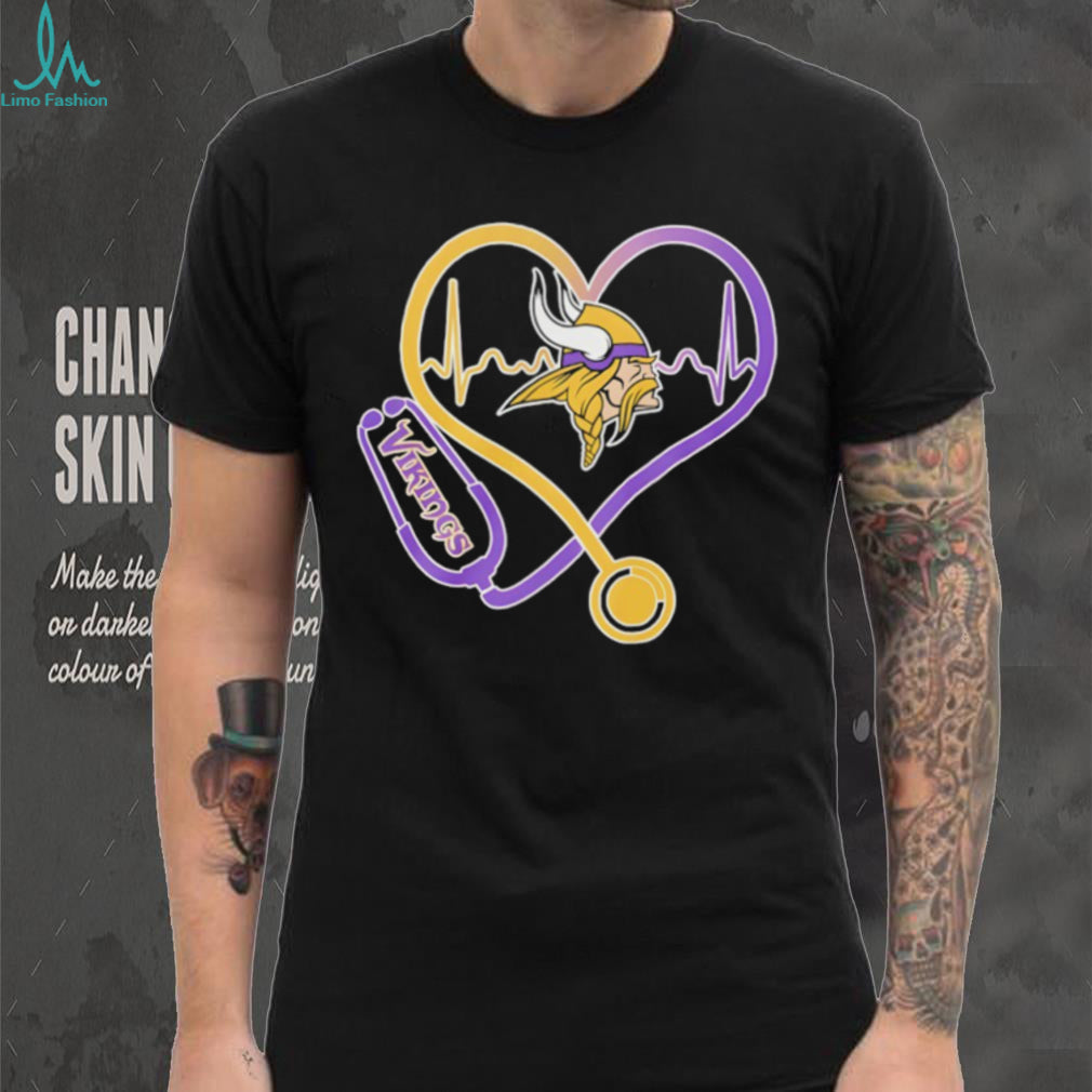 Minnesota Vikings Heart Stethoscope Nurse Health Hero T Shirt
