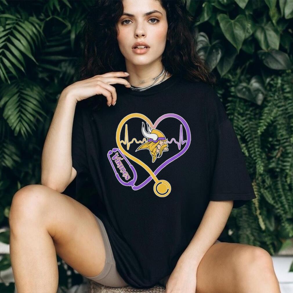 Minnesota Vikings Heart Stethoscope Nurse Health Hero T Shirt