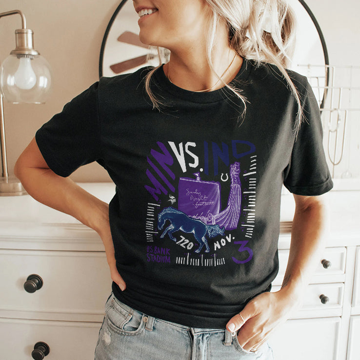 Minnesota Vikings Vs Indianapolis Colts Nov 3 2024 US Bank Stadium Matchup Shirt