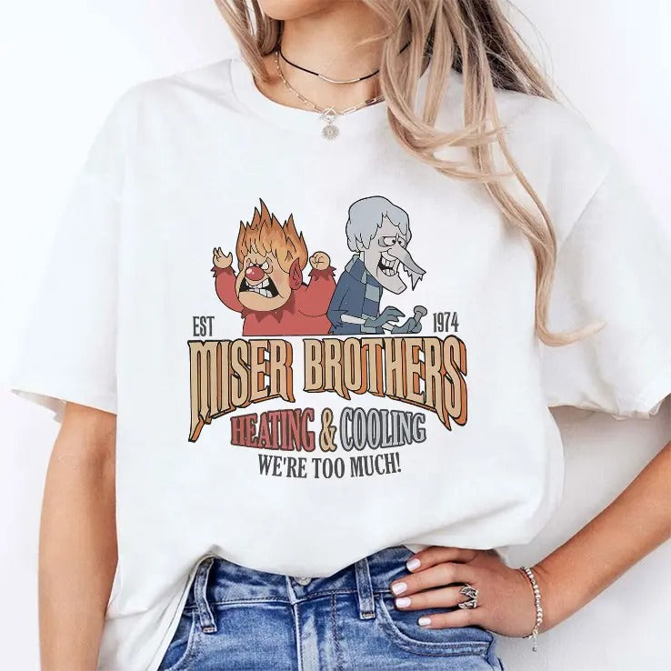 Miser Brothers Heating And Cooling We’re Too Much Est 1974 Shirt