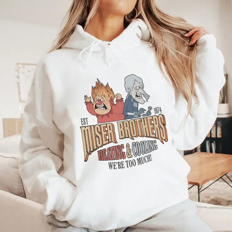 Miser Brothers Heating And Cooling We’re Too Much Est 1974 Shirt