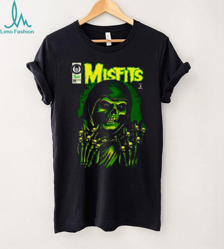 Misfits Horror Comic Green Skull Retro Punk Rock T Shirt