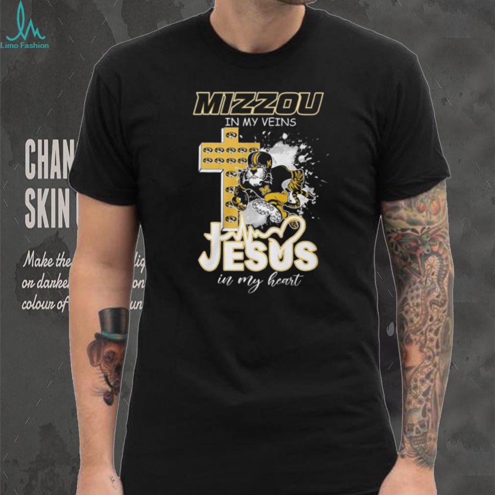 Mizzou Tigers Missouri Fan T Shirt Mizzou In My Veins Jesus In My Heart