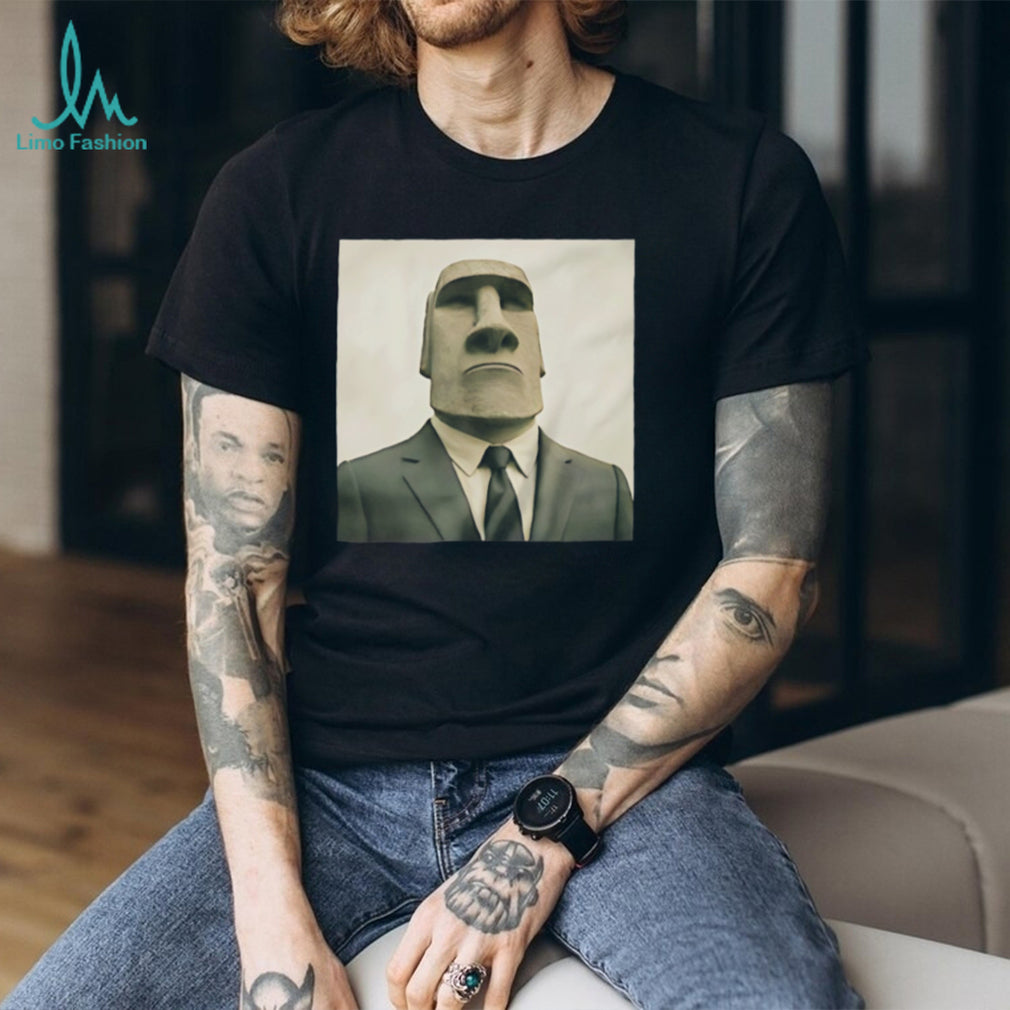 Moai Statue in a Suit Meme Easter Island T Shirt