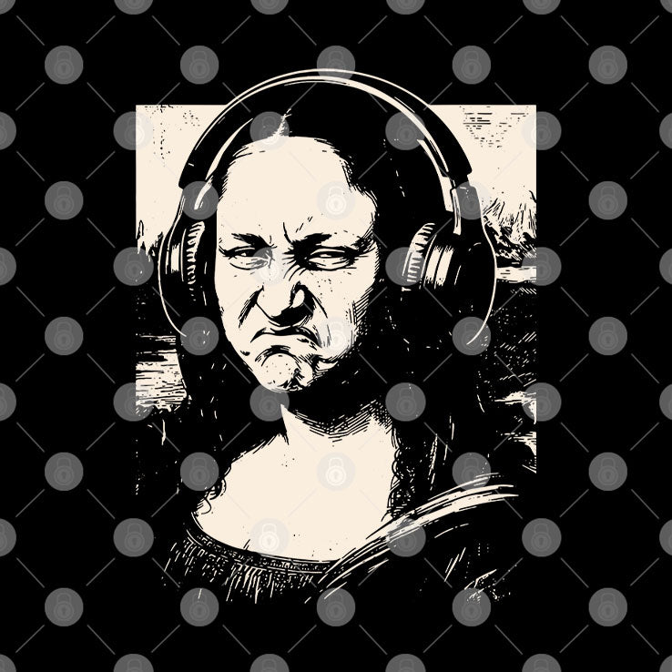 Mona Lisa Headphones Annoyed T Shirt