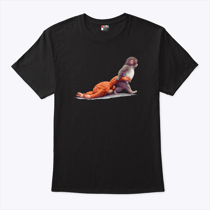 Monkey Punch Baby Monkey Holding Plush Toy T Shirt