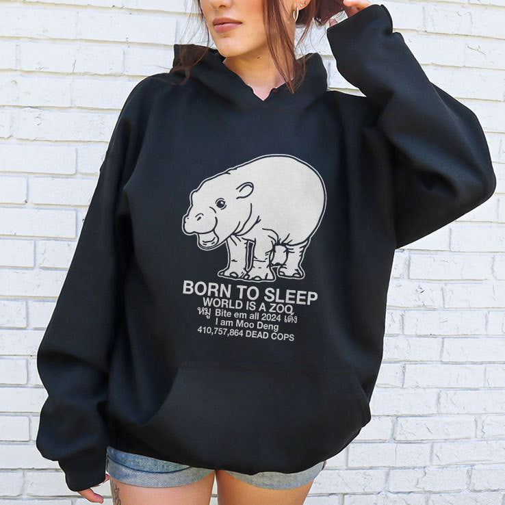 Moo Deng Born To Sleep World Is A Zoo T Shirt