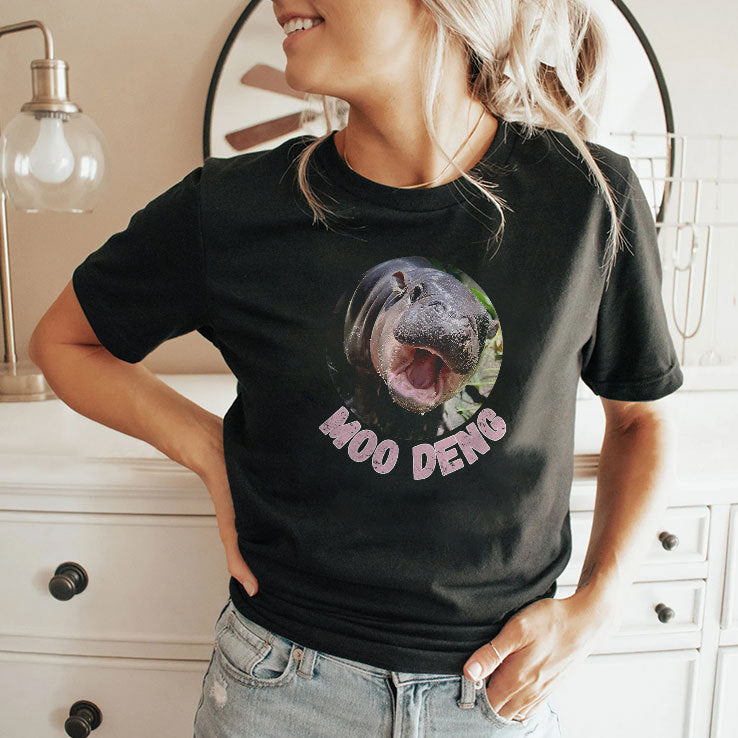 Moo Deng Bouncy Pig In Thai Picture The Cute Baby Hippo Shirt
