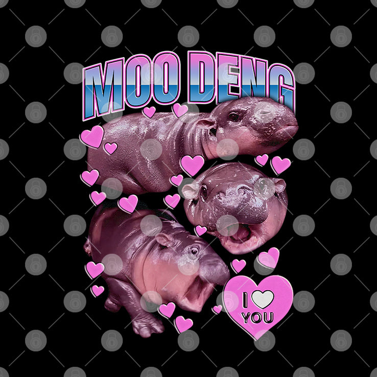Moo Deng I Love You Cute Baby Hippo Shirt