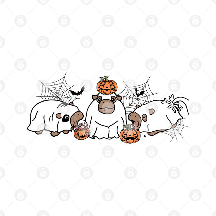 Moo Deng Ghost Halloween T Shirt