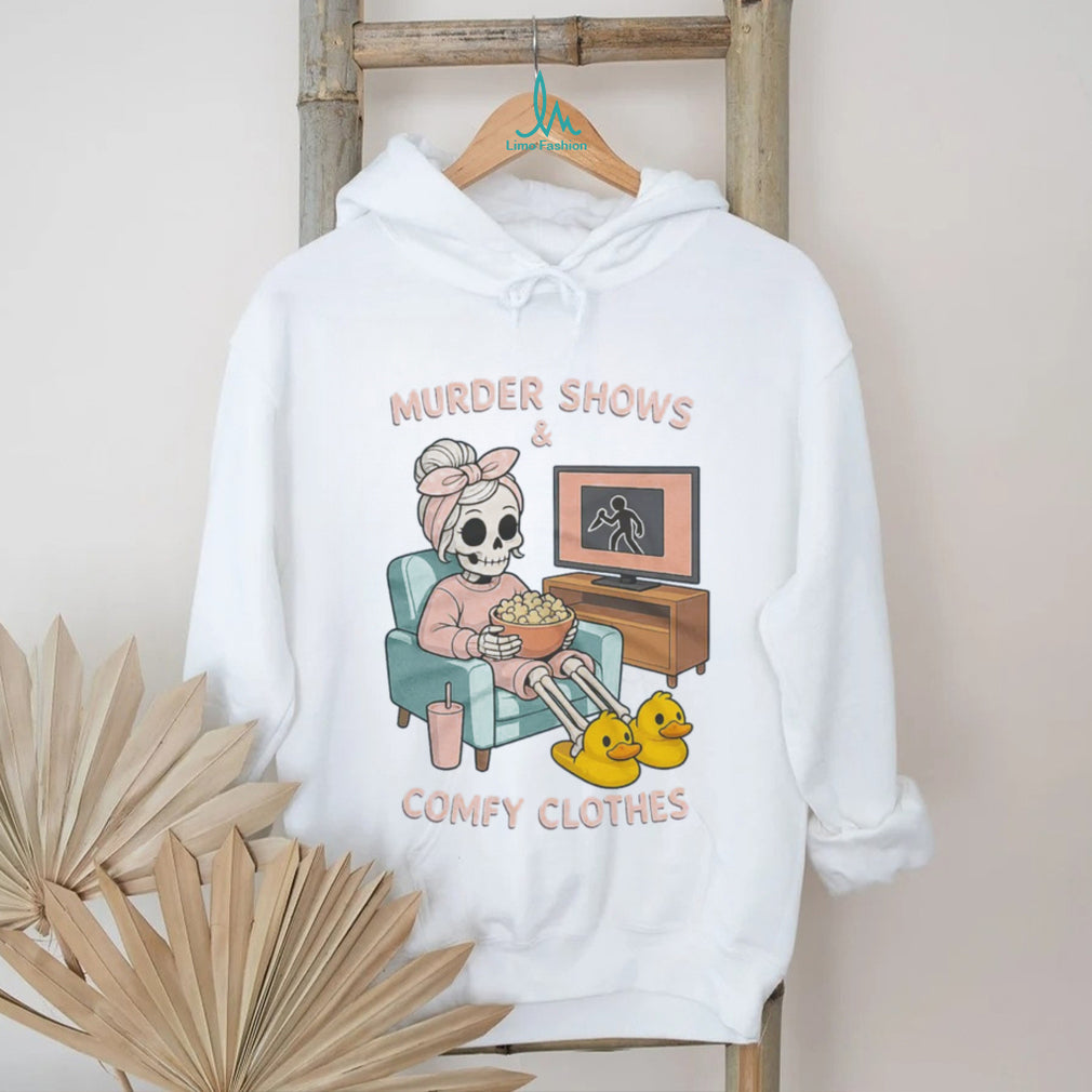 Murder Shows and Comfy Clothes Pastel Skeleton Duck Slippers Shirt