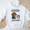 My Day Starts Backwards Tired Dachshund T Shirt Insomnia Dog Lover Gift