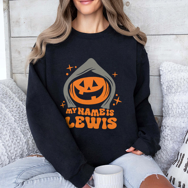 Personalized My Name Is Lewis Pumpkin Halloween T Shirt