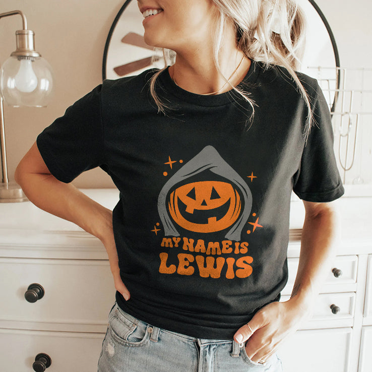 Personalized My Name Is Lewis Pumpkin Halloween T Shirt
