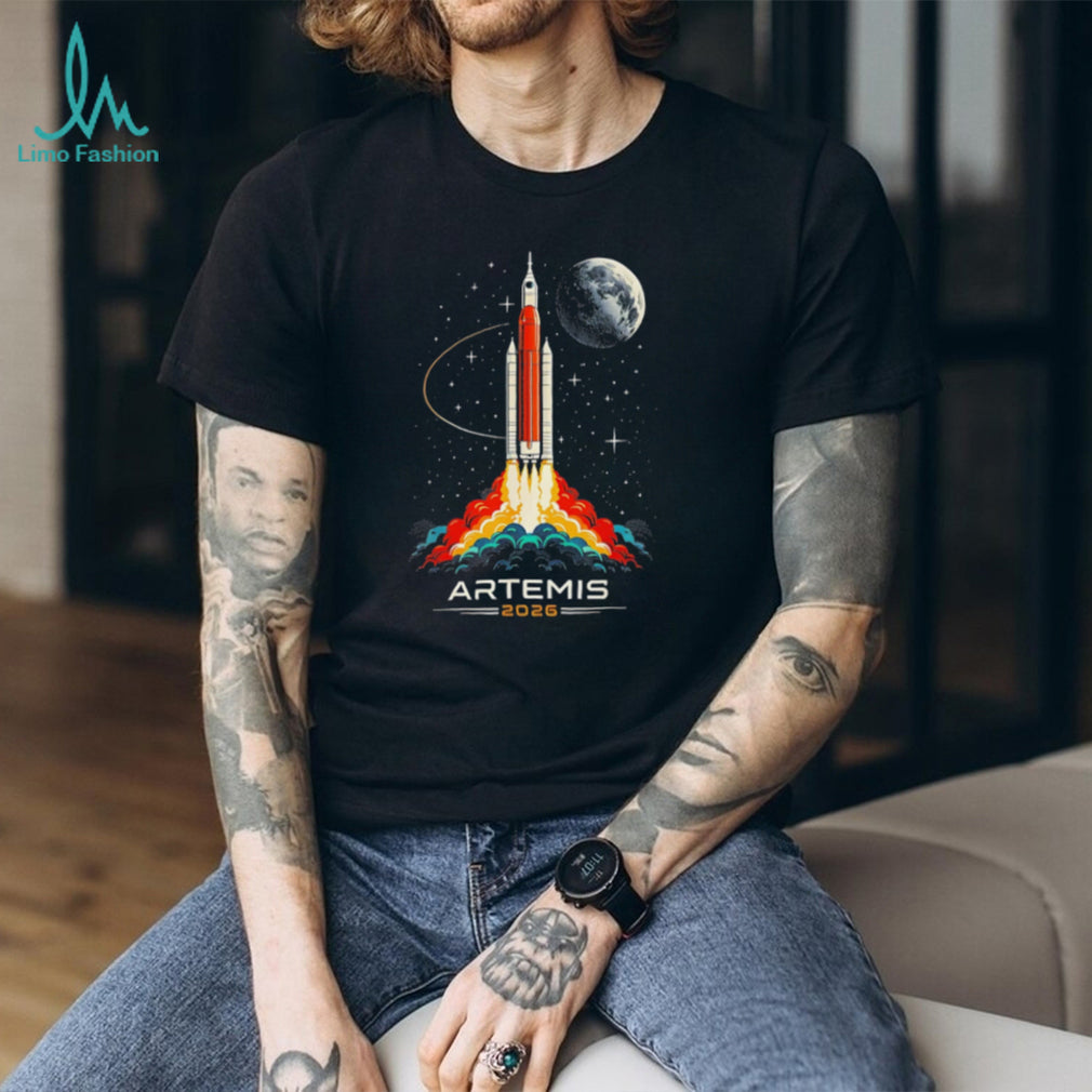 NASA Artemis 2026 Mission Moon Rocket Launch Vintage Graphic T Shirt