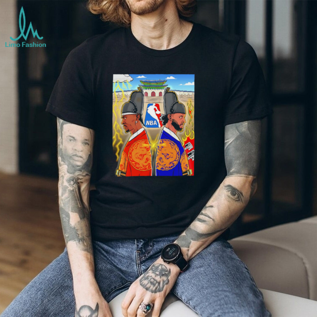 NBA Seoul Game Traditional Korean Art Style Basketball Stars T Shirt
