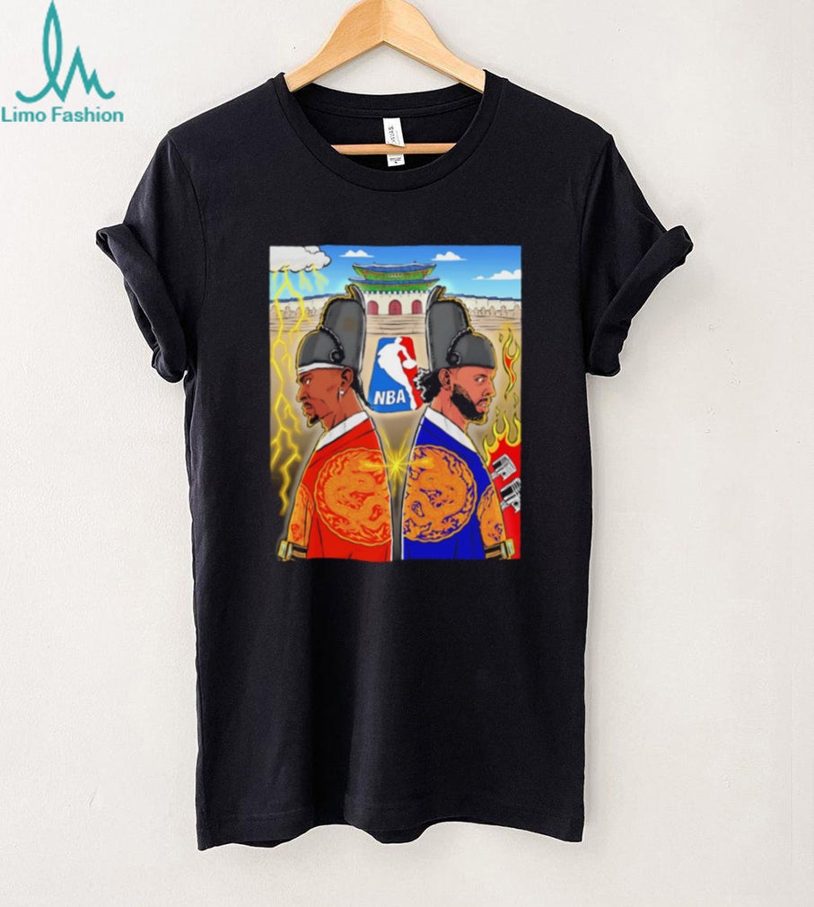 NBA Seoul Game Traditional Korean Art Style Basketball Stars T Shirt