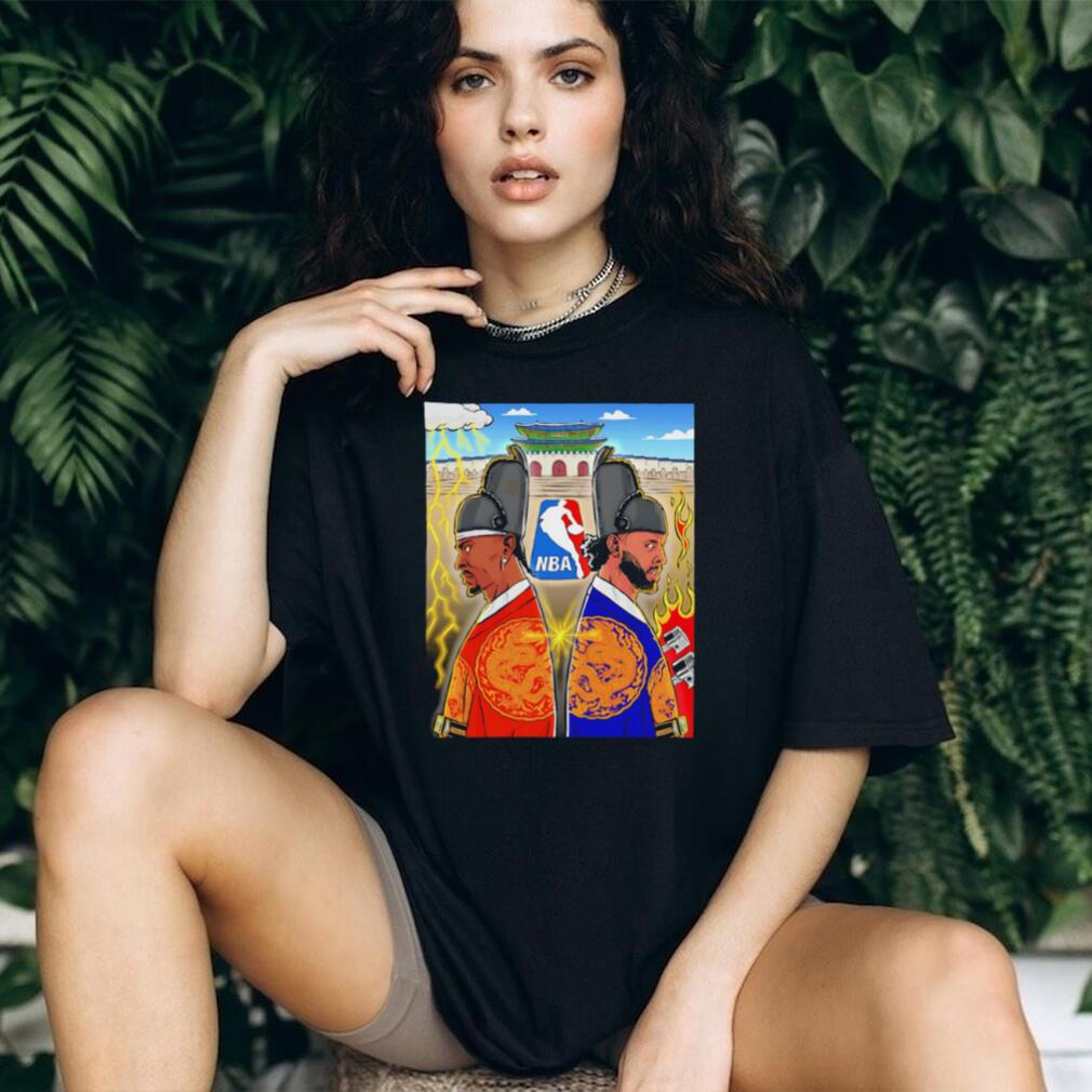 NBA Seoul Game Traditional Korean Art Style Basketball Stars T Shirt