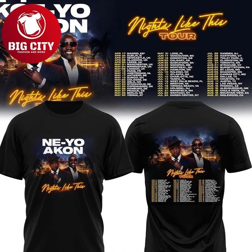 NE-YO &amp; AKON Nights Like This Tour 2026 Two Sided Shirt