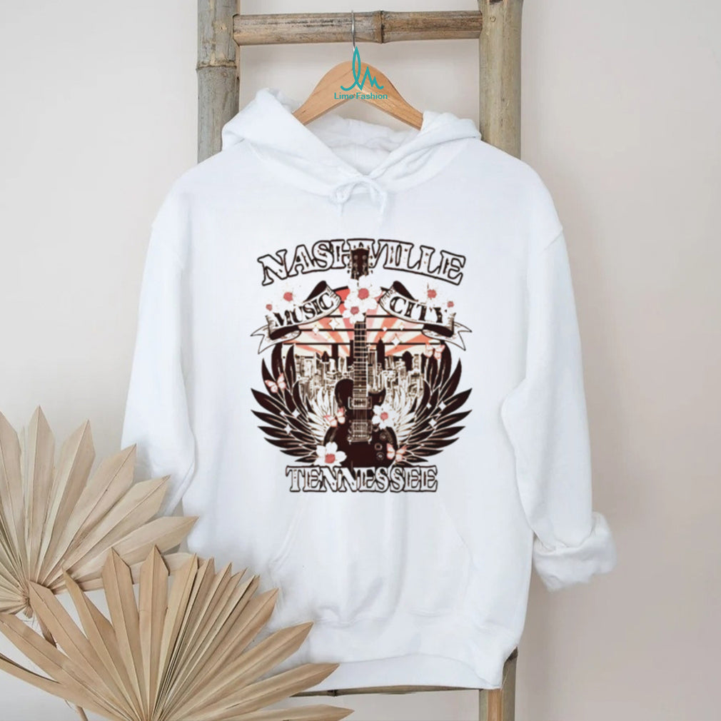 Nashville Music City Tennessee Guitar Skyline Travel T Shirt