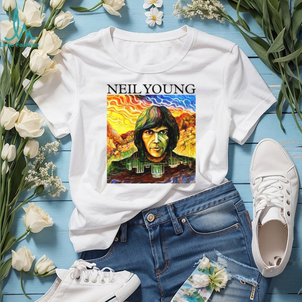 Neil Young Psychedelic Portrait Folk Rock Art T Shirt