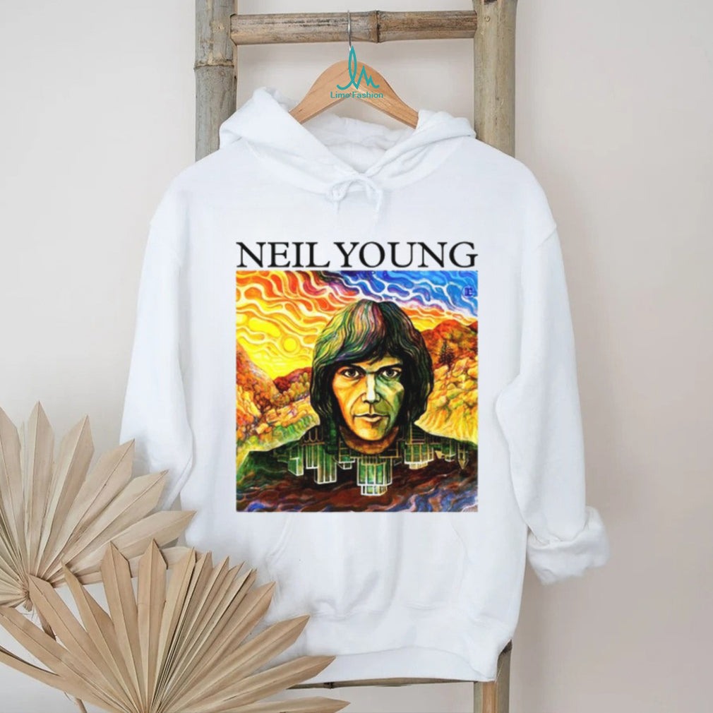 Neil Young Psychedelic Portrait Folk Rock Art T Shirt
