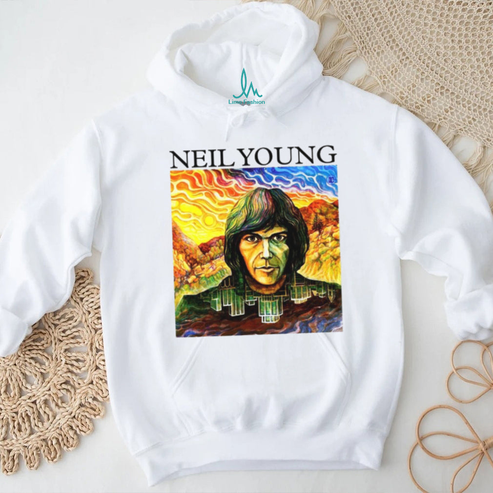 Neil Young Psychedelic Portrait Folk Rock Art T Shirt