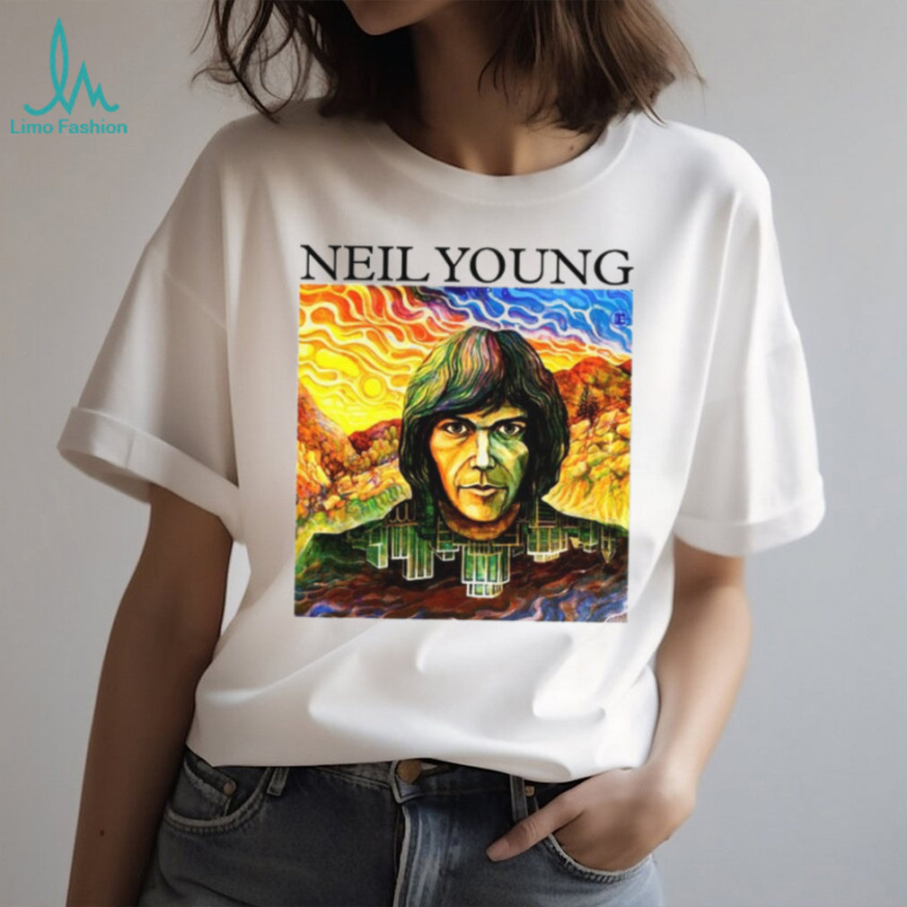 Neil Young Psychedelic Portrait Folk Rock Art T Shirt
